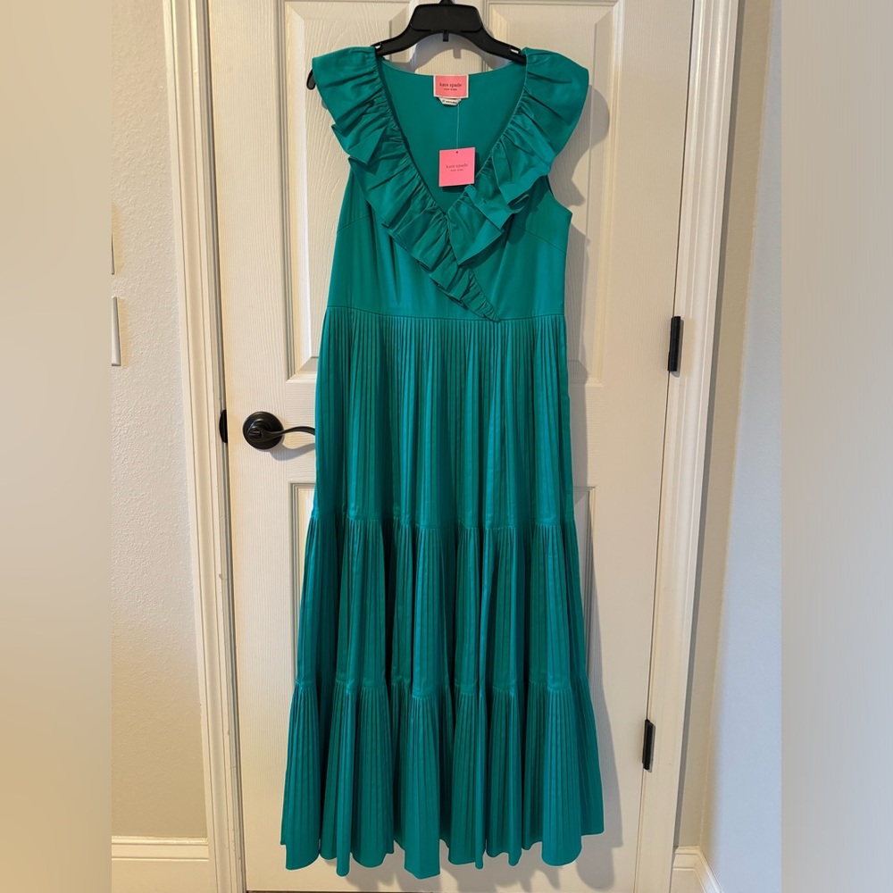 NWT Kate Spade Poplin Ruffled Tiered dress. Size 10